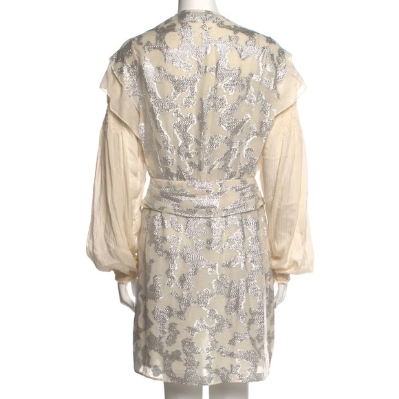 IRO ivory long sleeve dress with silver metallic embroidery - FR 42 (US 10) - Picture 8 of 8